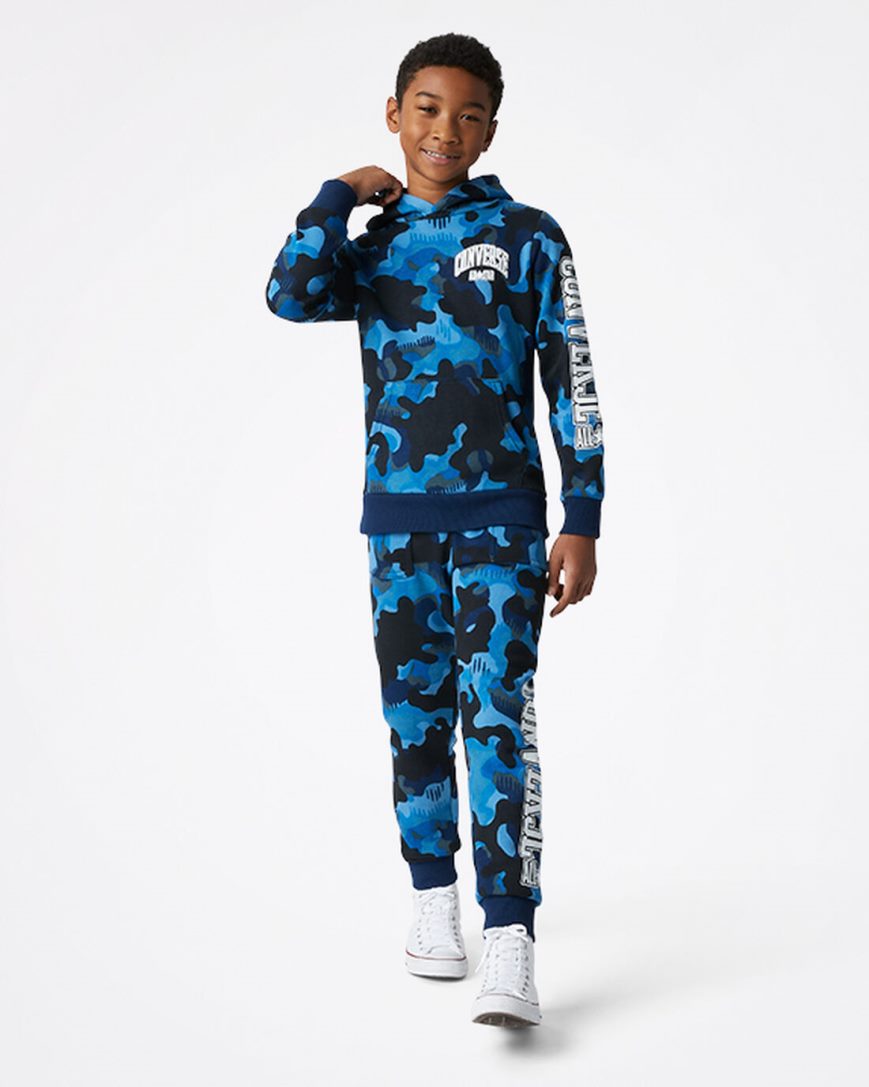 Boys' Converse Camo Pullover Hoodie Navy | AU 9EC35G